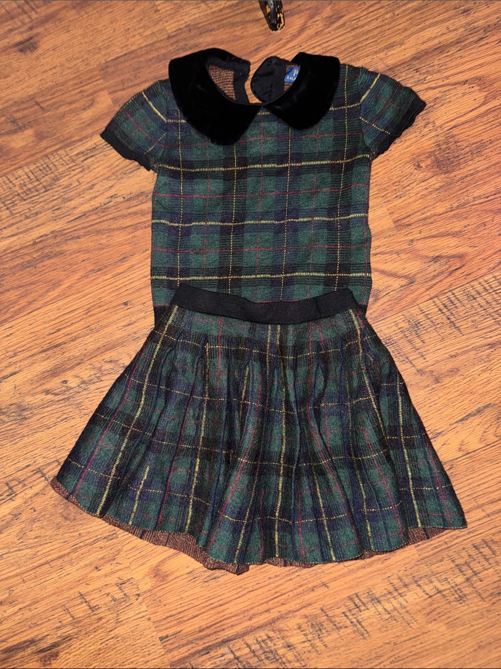 Polo Ralph Lauren Plaid Green & Black 2 - Piece Peter Pan Collar 34.T